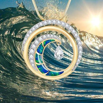 Opal Wave Shimmer Pendant, Item No. 40818, ocean wave and sun background