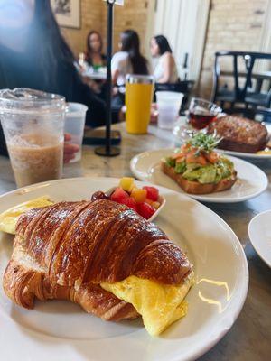 Breakfast Croissant + Avocado Toast