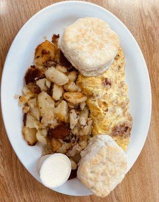 Corn beef hash omelette