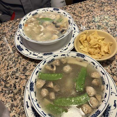 Sizzling Rice Soup(2) and Sizzling San Shan Soup(2)