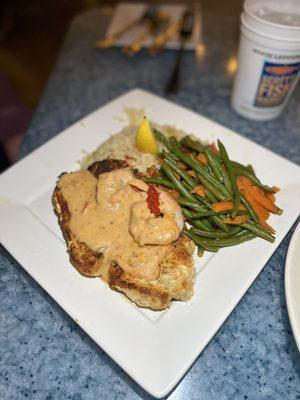 Herb Parmesan Grouper with Shrimp and Lobster Sauce