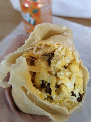 Sausage breakfast burrito