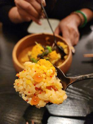 Uni and caviar rice dish