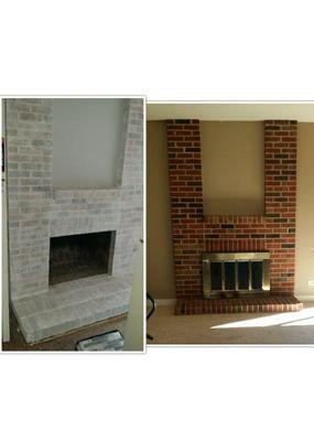 White washed fireplace