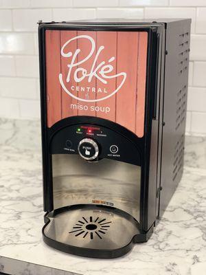 Our miso soup "Keurig" machine! Hot, delicious miso soup with options to add seaweed, tofu and green onions!