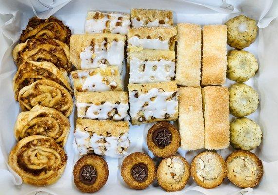 Apple rings, puff pillows, tarts, strudels, and cakes.