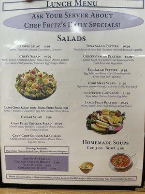 Here's the menu. Plus they have different daily specials.