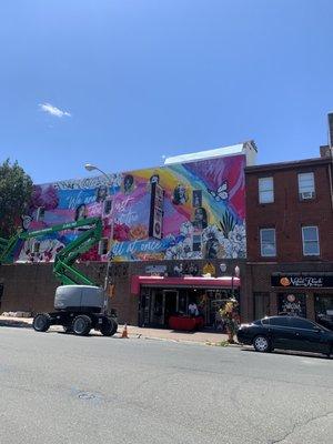 Renovated storefront mural