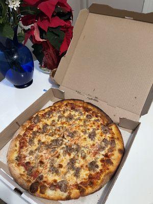 Take out sausage pizza