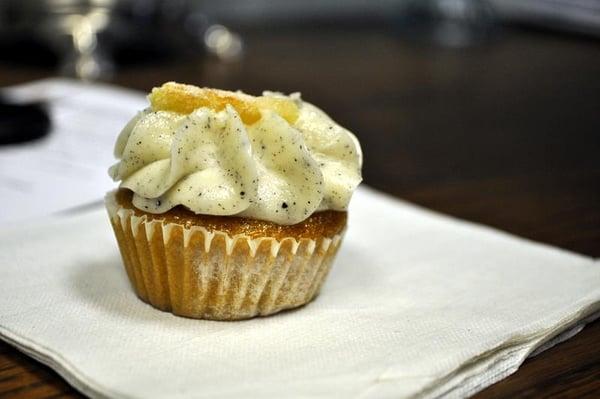 Buttercup Cakes' Triple Orange Cupcake: Earl Grey Frosting on Blood Orange Cake. Cutest little mini cake ever.