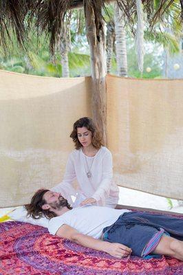 Reiki session at the Transformational Journey in Tulum