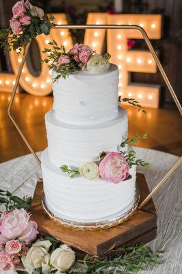 3 tier wedding cake (2 layer pandan coconut, 1 layer strawberry shortcake), Photo by: Ashley Rutland Photography