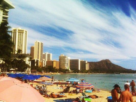 Waikiki Beach and Diamond Head on O'ahu, Hawaii 2010