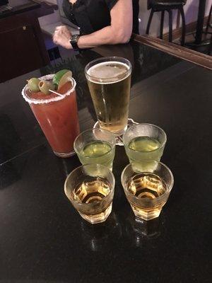 Pickle backs with Jameson  Bloody Mary