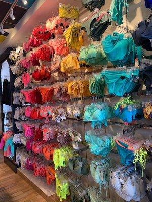 Rainbow wall of bikinis