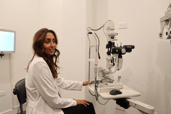 Doctor using Eye machine