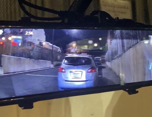 High tech mirror revealing the rear camera's view