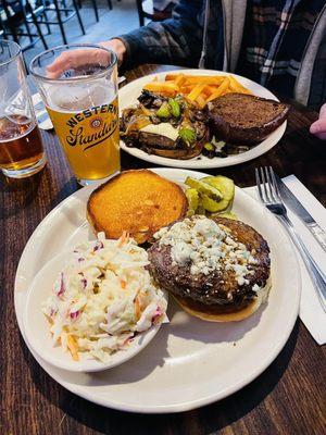 Blue Cheese Burger (front), Gourmet Burger (back)