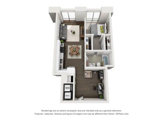 1-Bedroom + Den 3D Floorplan