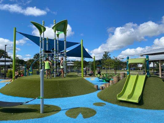 Playground with slide and climber