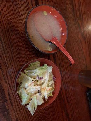 Miso soup and salad