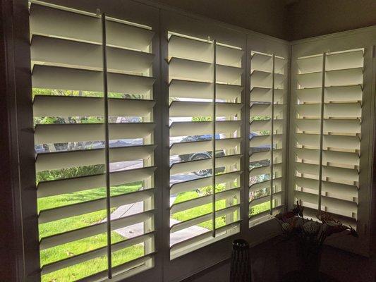 Plantation shutters installed by Reseda Shades.