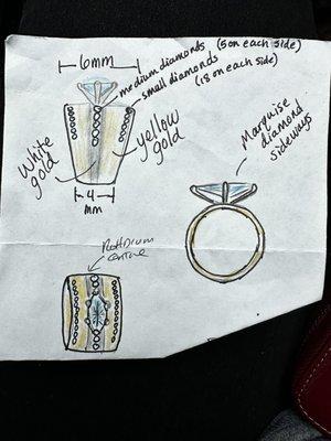 My sketch of the ring that I gave Harut.