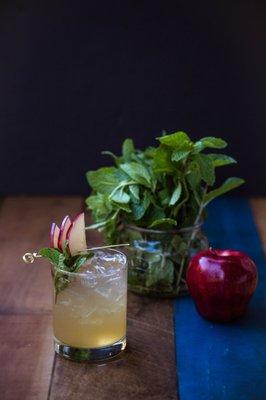 Cinnamon Apple Julep made with house infused bourbon