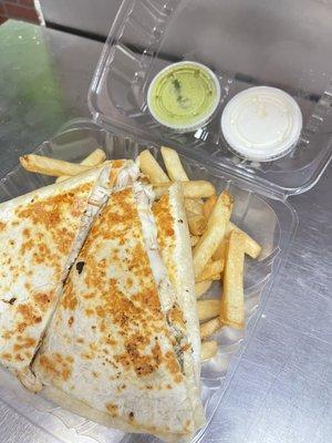 Chicken quesadilla w/ fries