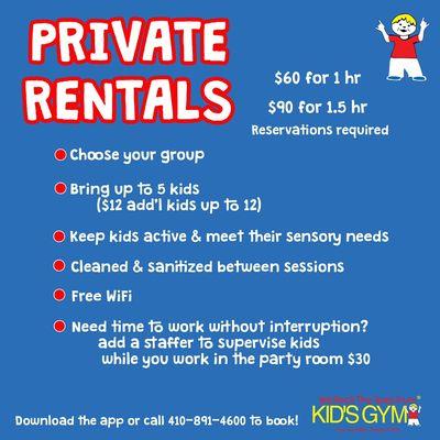 We offer Private Rentals Daily. Checkout our upgrades!