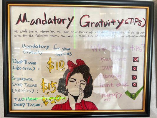 Since when are gratuities mandatory?