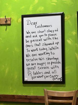 When visiting restaurants, is important to remember that the owners and works are people too.