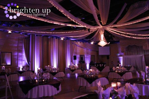 Beautiful purple uplighting at the Uptown Ballroom. Uplighting by Brighten Up Event Lighting www.brightenuplighting.com