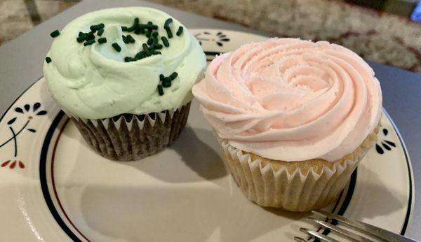 Chocolate Mint and Strawberry Rosé cupcakes