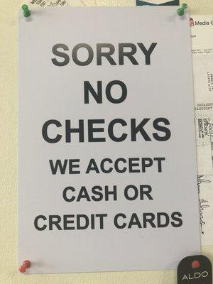 We do not ACCEPT Checks! Sorry.