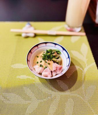 Saké-steamed golden tile fish