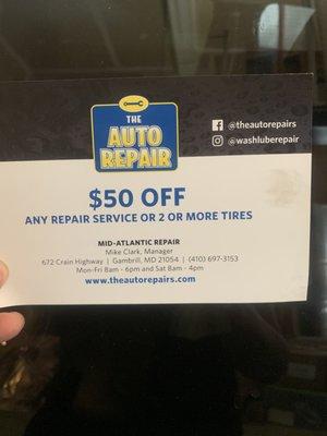 Because they screwed up here's $50 off for the repair. Wow