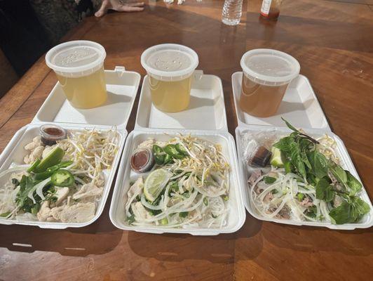 This is 2 chicken and 1 beef pho, with extra meat on both... where is the extra?