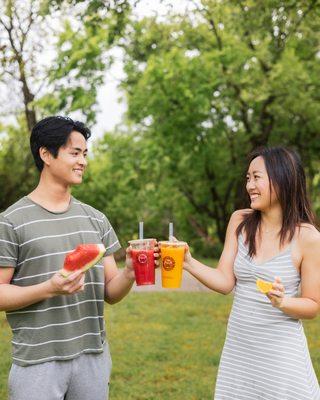 Watermelon Juice (left) & Orange Juice (right)