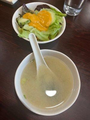 Miso Soup and salad w/ginger dressing