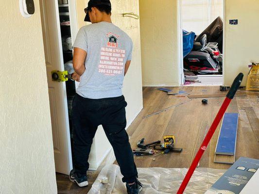 Drilling door knobs.