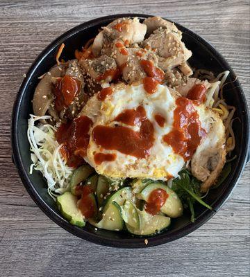 Hot Stone Bibimbap with chicken.