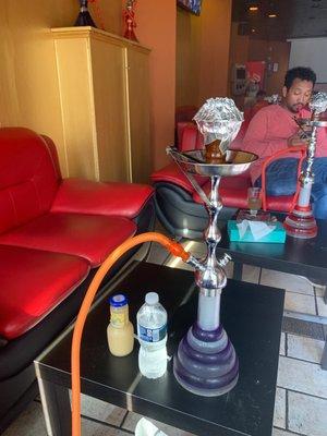 Blue Mist Hookah, guava mint juice and water