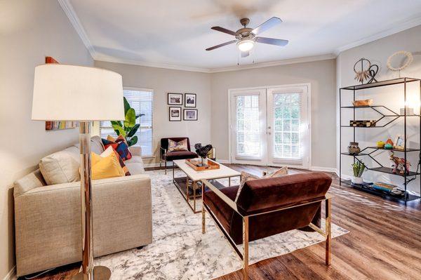 Living Room with wood-style flooring