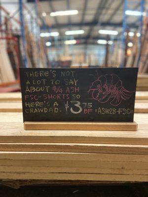 Not only are the folks at Edensaw gifted with wood, but they're handy with a clever joke and some chalk.