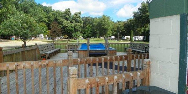 The hot tub is popular at all times of the day and evening.