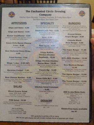 Food menu