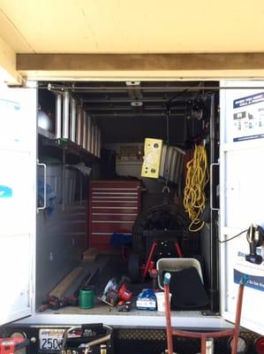 Truck open and ready to work.