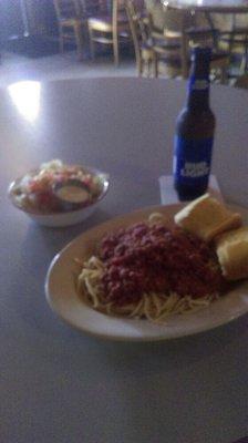 Thursday's Special- Spaghetti w/ side salad and garlic bread $5.50