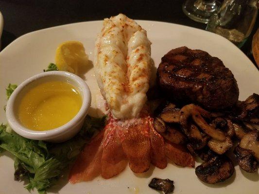 Lobster and Filet Mignon with Sauteed Mushrooms. Delicious!